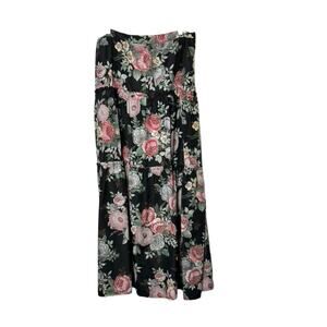 Vintage 70's Personal Division of Leslie Fay Rose Print Tired Maxi Skirt Size 18